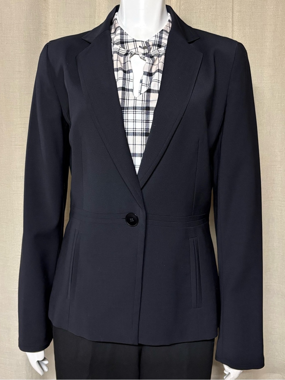 Talbots Black Single-Button Tailored Blazer